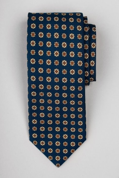 Navy blue printed six fold silk tie | Accessories \ Ties \ Silk ties ...