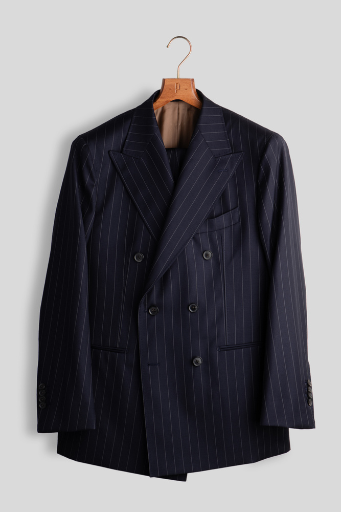 Navy Double-Breasted Pinstripe Suit Clothing Tailoring Suits