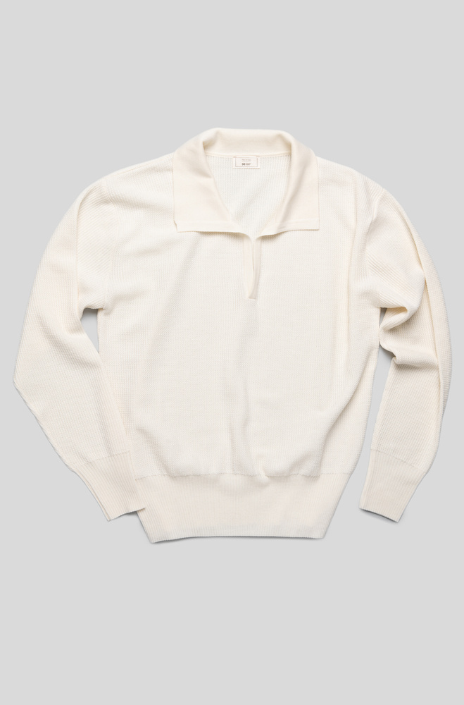 Cream Wool Polo Poszetka x IWP Clothing Knitwear Polo